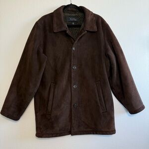 Y2K Axcess Claiborne Faux Suede Jacket Men’s M Sherpa Lined Barn Outerwear Brown